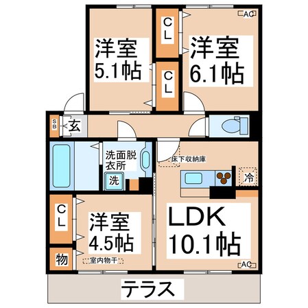 グレース　ソシアＡ・Ｂの物件間取画像